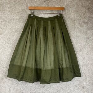 Talbots Skirt Womens 2 Green Cotton Flare Lined Back Zip Lightweight- 3936